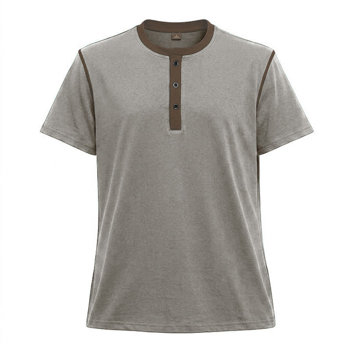 Men's Round Neck Contrast Stitch Short Sleeve Polo Shirt - Light Ash Gray - 3XL - image 31
