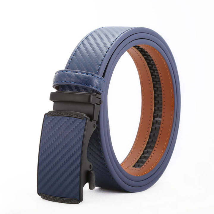 Men's Sleek Alloy Automatic Buckle Business Belt - Blue - 42 - image 6