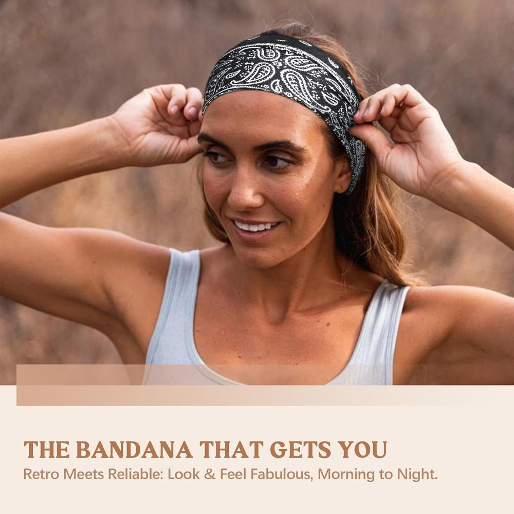 Wide Print Stretch Workout Yoga Sports Sweatband Bandana - image 1