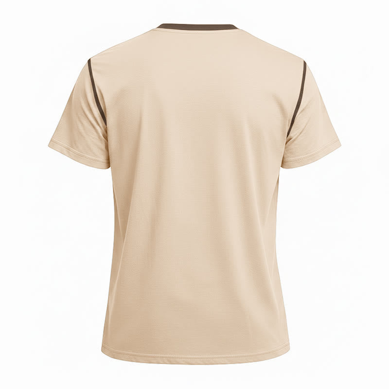 Men's Round Neck Contrast Stitch Short Sleeve Polo Shirt - image 36