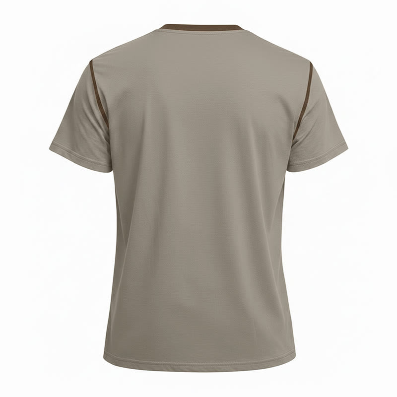 Men's Round Neck Contrast Stitch Short Sleeve Polo Shirt - image 14