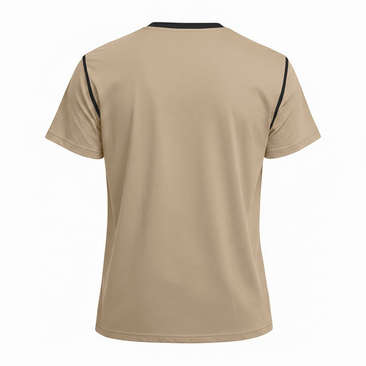 Men's Round Neck Contrast Stitch Short Sleeve Polo Shirt - image 22