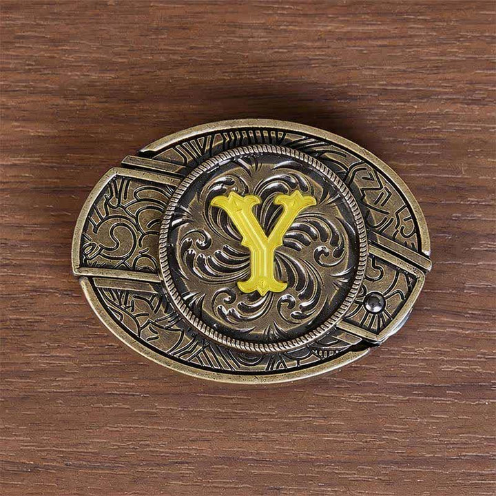 Antique Bronze Initial Letter DIY Hidden Knife Buckle Leather Belt - Y - Without Belt - image 33