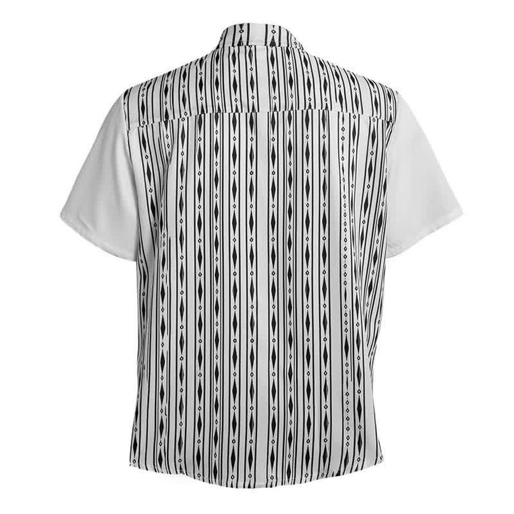 Men's White Geometric Vertical Stripe Print Western Shirt - image 10