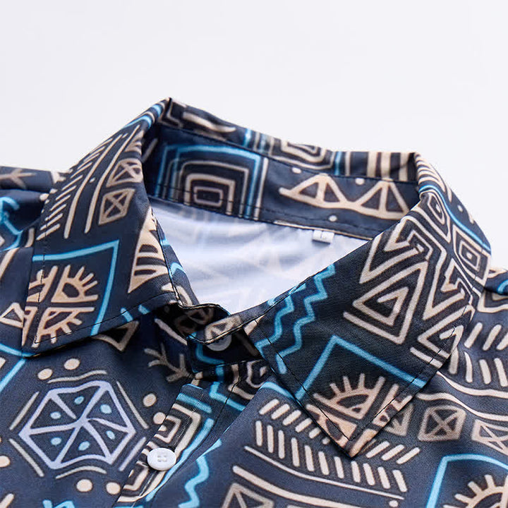Men's Geometric African Tribal Aztec Pattern Western Shirt - image 4