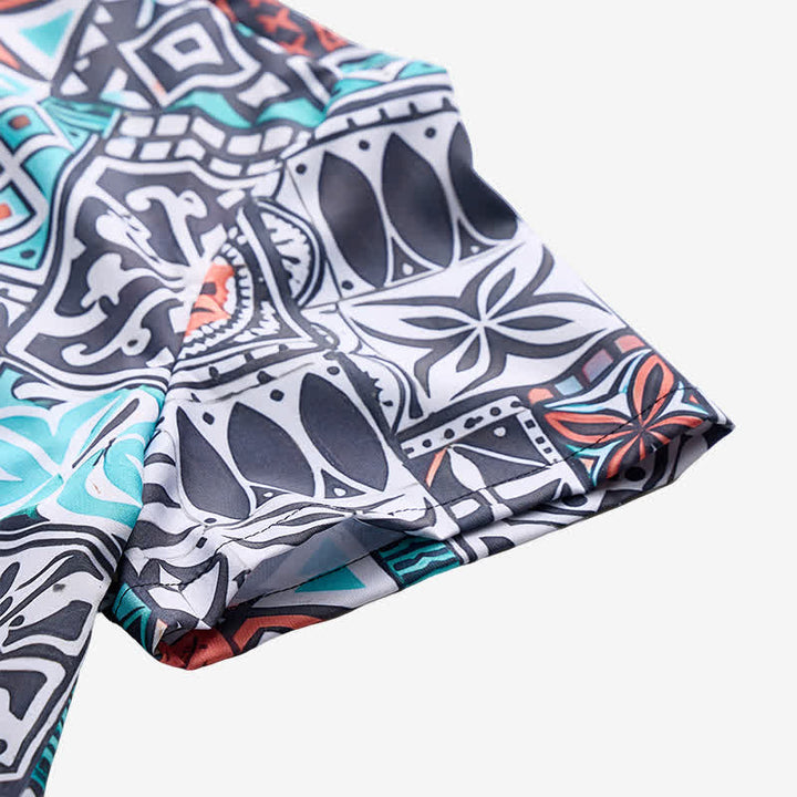Men's Island Tribal Bold Patchwork Aztec Pattern Shirt - image 8
