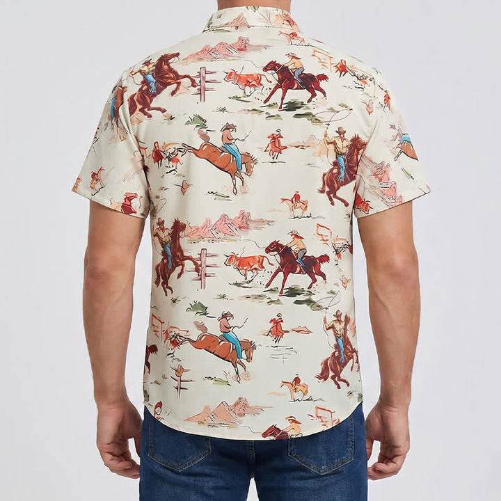 Men's Retro Cowboy Lasso & Horse Print Western Shirt - image 2