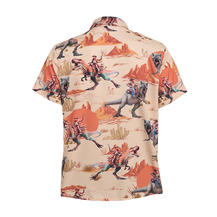 Men's Novelty Wild West Dinosaur Rider Print Shirt - image 10