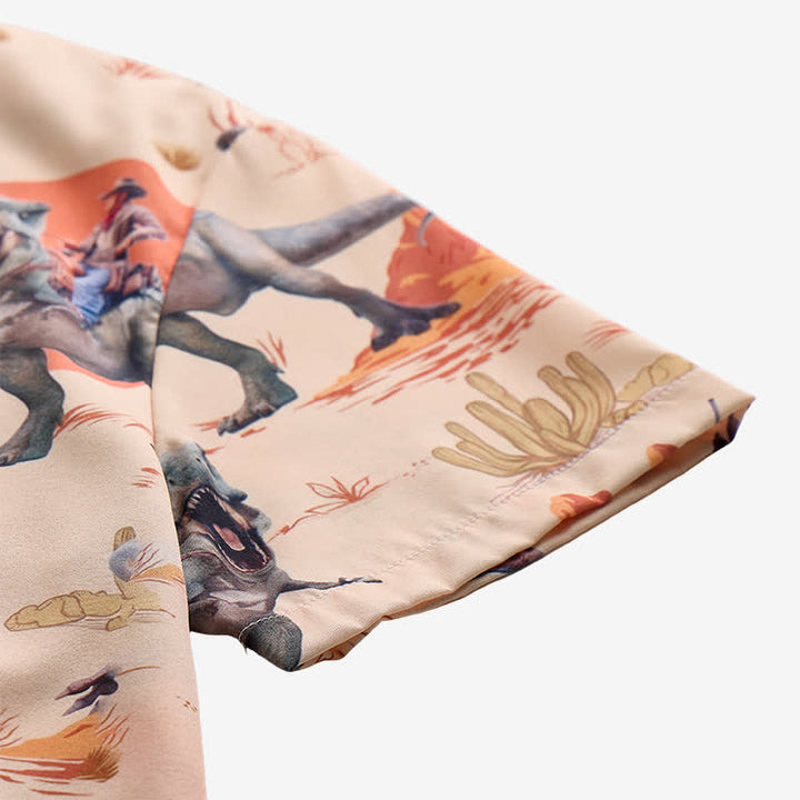 Men's Novelty Wild West Dinosaur Rider Print Shirt - image 8