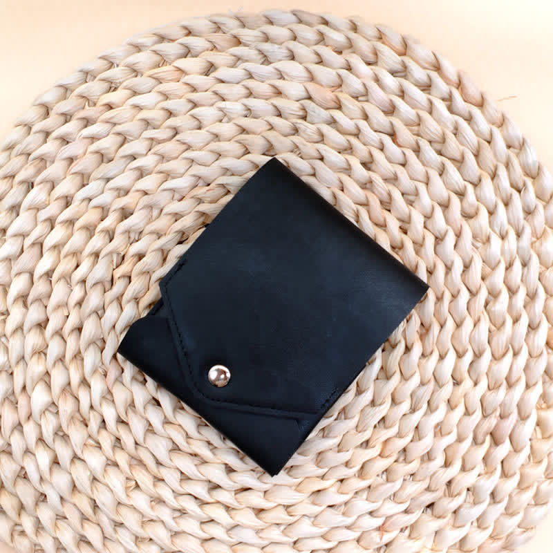 Multifunctional Compact Leather Wallet With Mini Pen Slot - Black - image 9