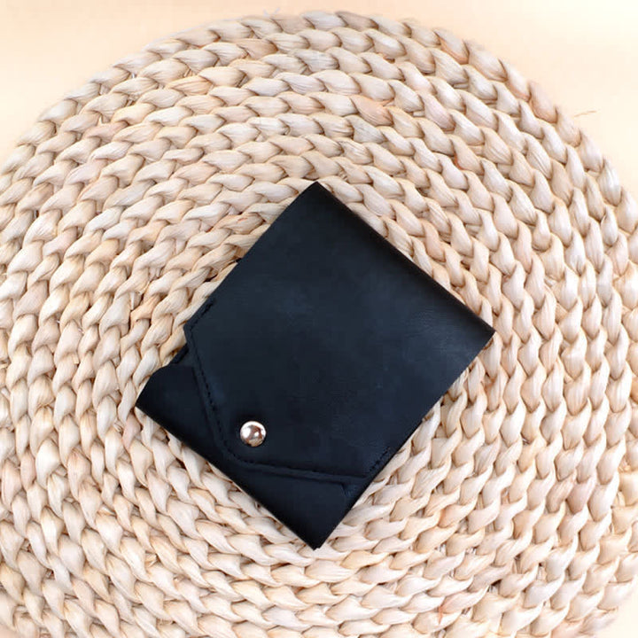 Multifunctional Compact Leather Wallet With Mini Pen Slot - Black - image 9