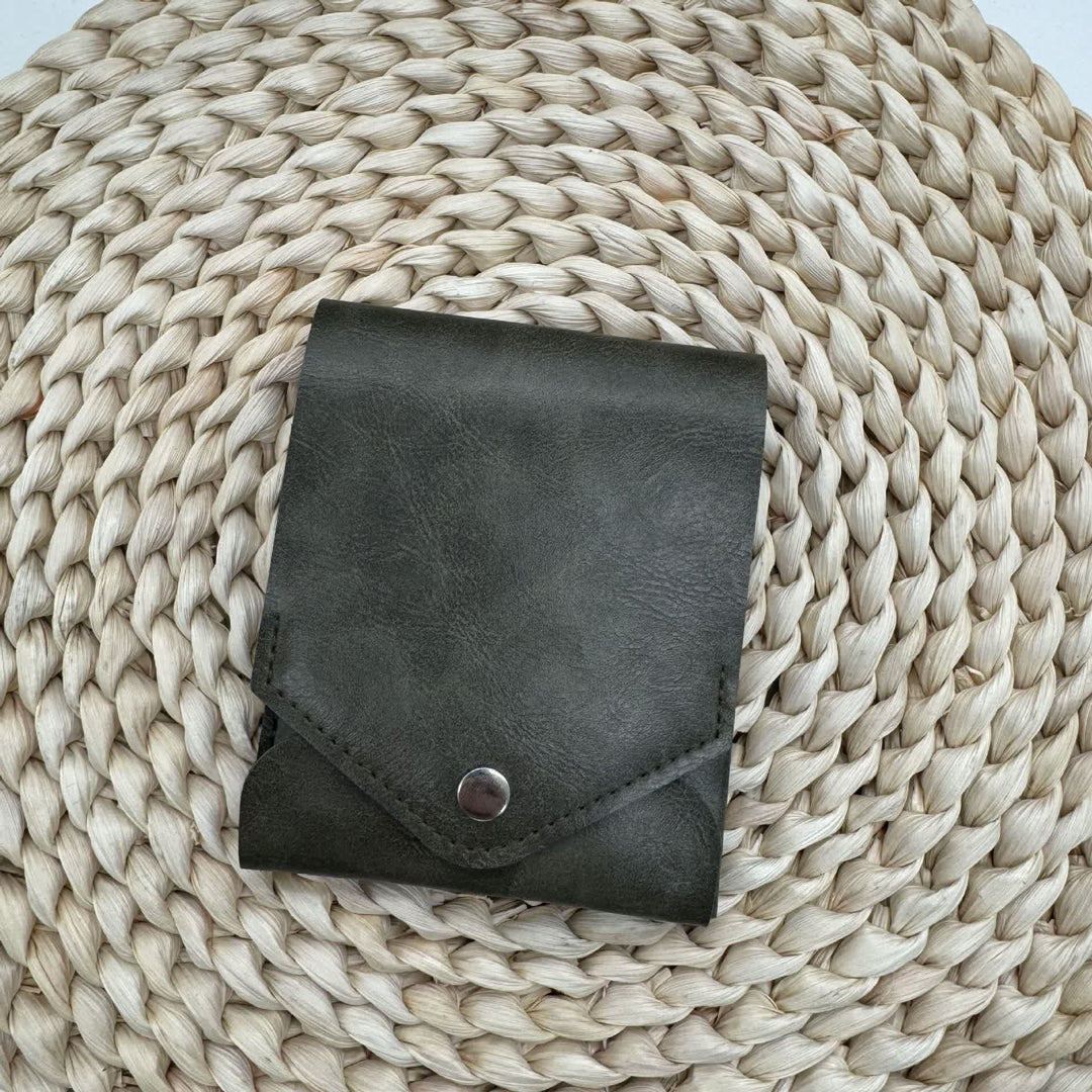 Multifunctional Compact Leather Wallet With Mini Pen Slot - Dark Green - image 10