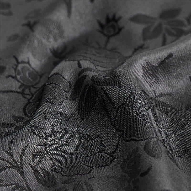 Men's  Jacquard Rose Pattern Hidden Button Long Sleeve Dress Shirt - image 8
