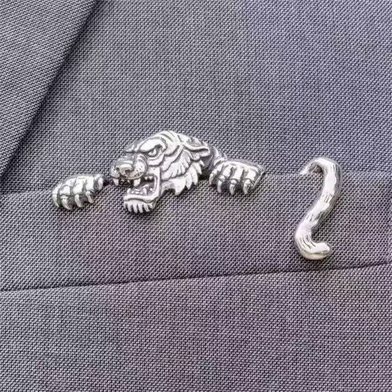 Ferocious Peeking Tiger Suit Pocket Square Holder - image 0