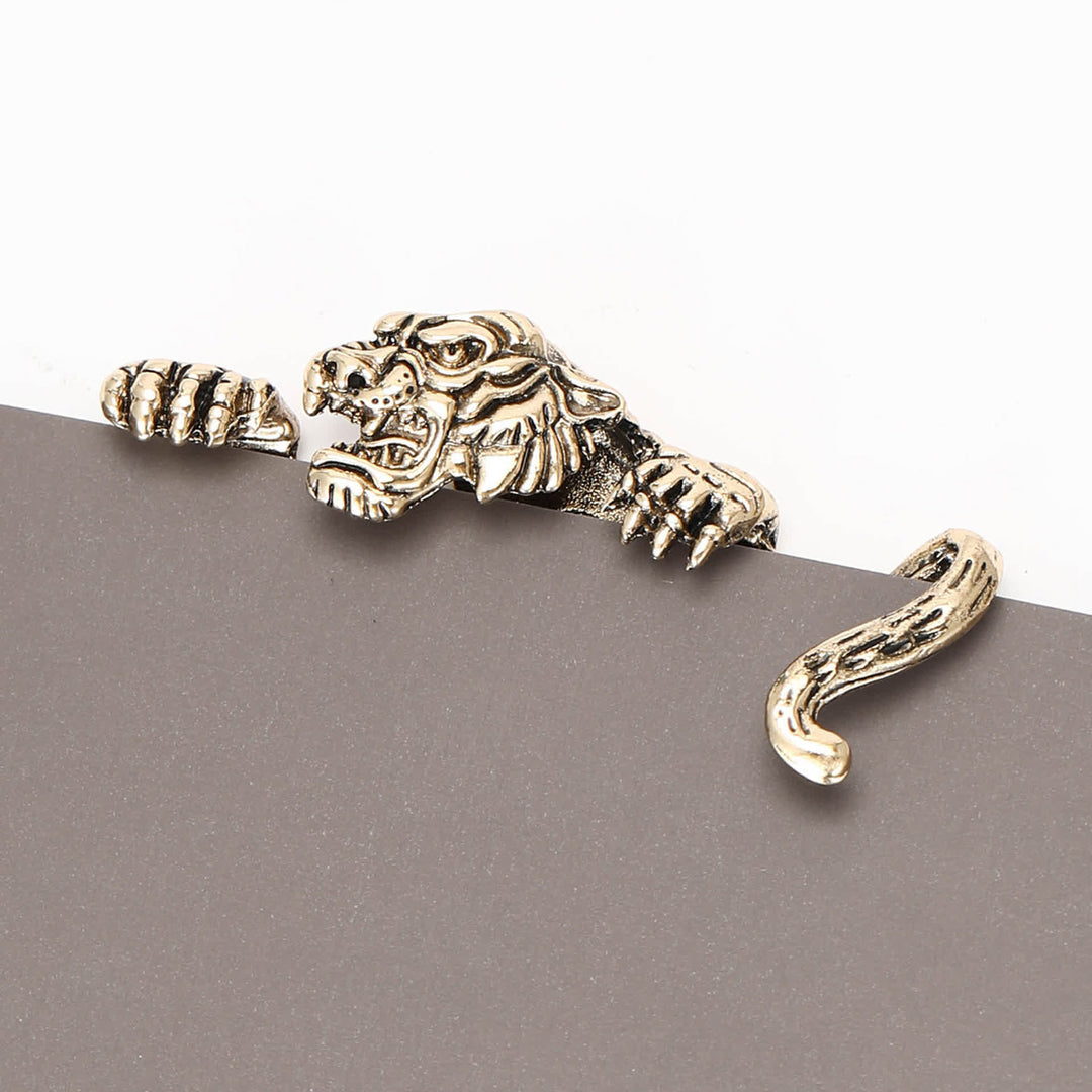 Ferocious Peeking Tiger Suit Pocket Square Holder - Antique Gold - image 7
