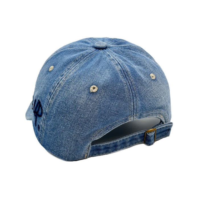Never Give Up Embroidery Faded Denim Baseball Cap - image 2