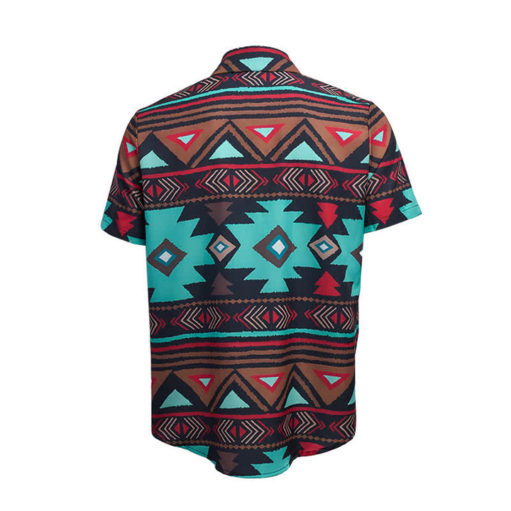 Men's Retro Southwest Aztec Geometric Print Western Shirt - image 10