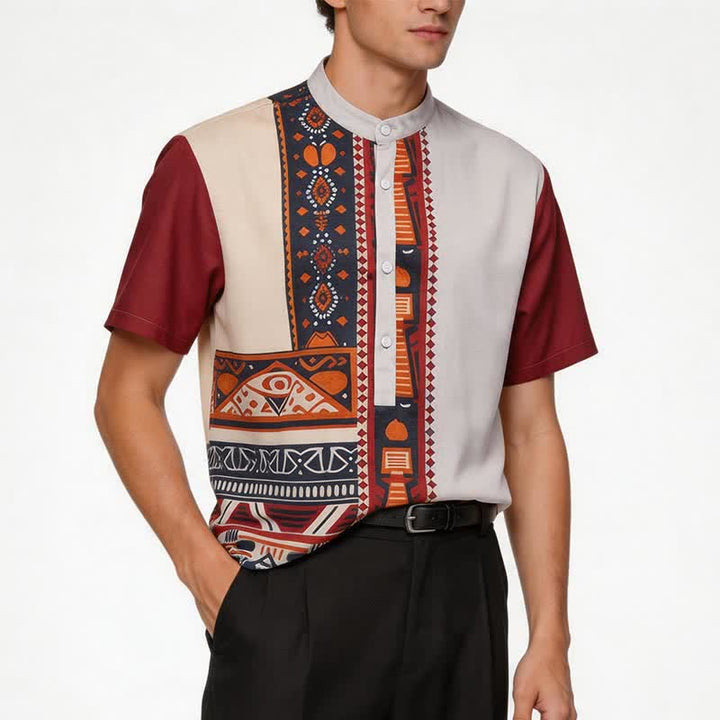 Men's Southwest Inspired Patchwork Summer Ethnic Shirt - image 1