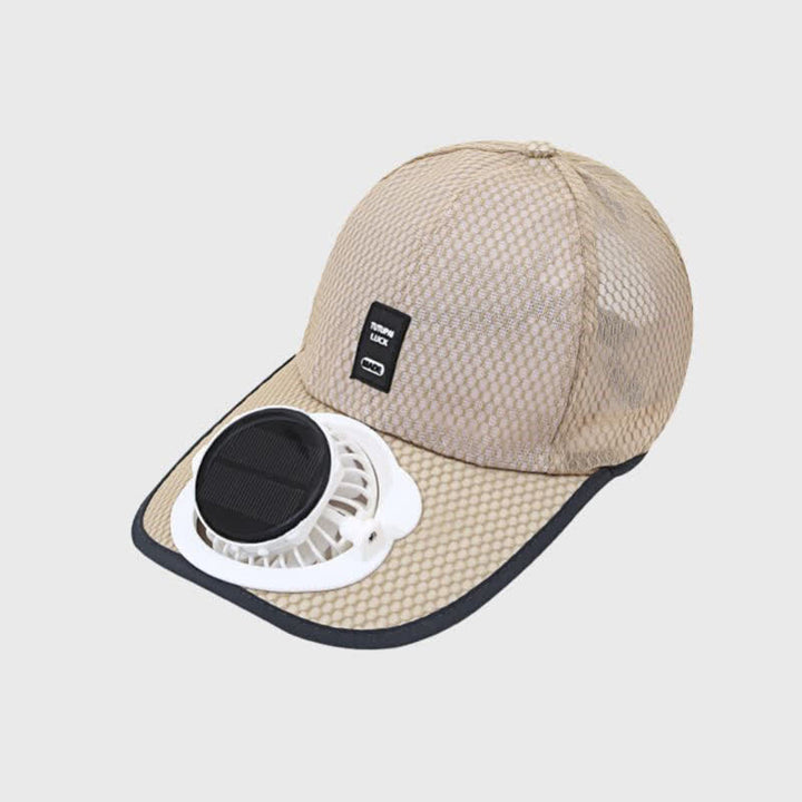 Solar-Powered USB Fan Cooling Breathable Mesh Baseball Cap - Khaki - Adjustable (22"-23 5/8") - image 12