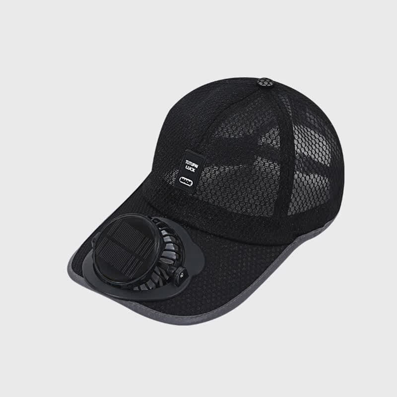 Solar-Powered USB Fan Cooling Breathable Mesh Baseball Cap - Black - Adjustable (22"-23 5/8") - image 10