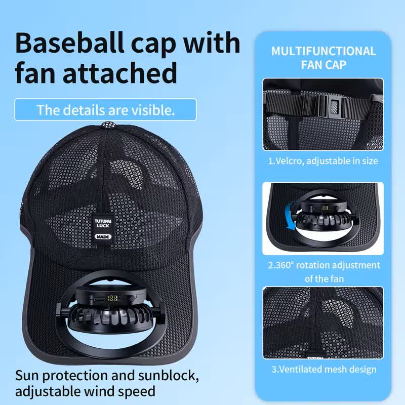 Solar-Powered USB Fan Cooling Breathable Mesh Baseball Cap - image 5