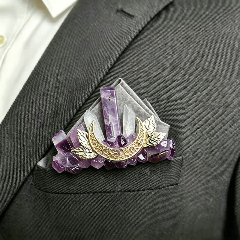 Enchanted Forest Natural Crystal Suit Pocket Brooch - image 0