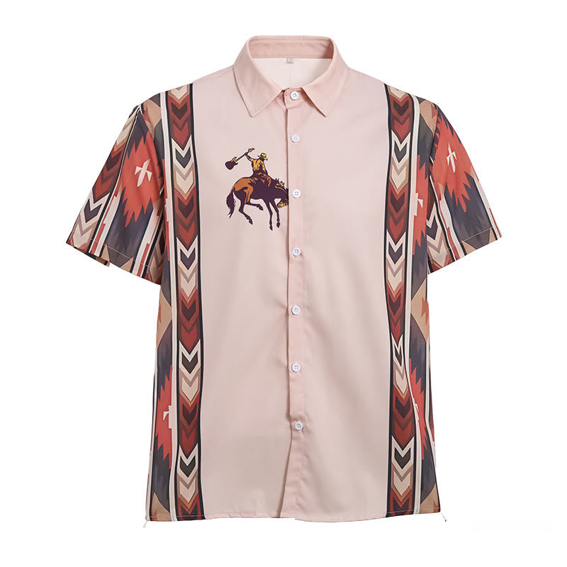 Men's Vintage Cowboy Rodeo Print Casual Short Sleeve Shirt - image 9
