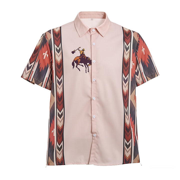 Men's Vintage Cowboy Rodeo Print Casual Short Sleeve Shirt - image 9