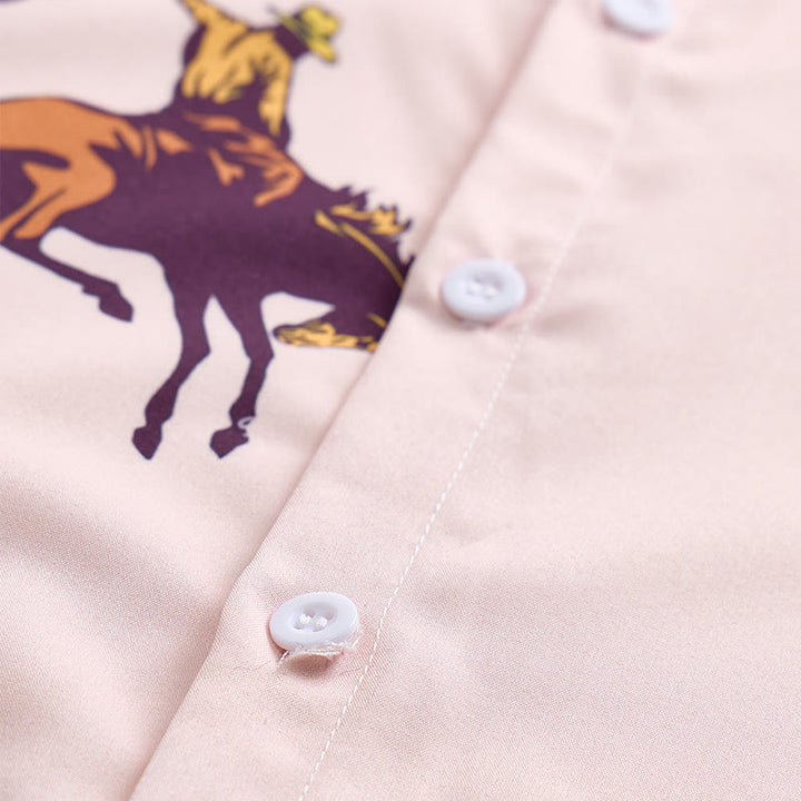 Men's Vintage Cowboy Rodeo Print Casual Short Sleeve Shirt - image 5