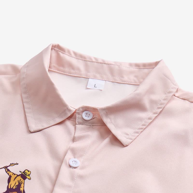 Men's Vintage Cowboy Rodeo Print Casual Short Sleeve Shirt - image 4