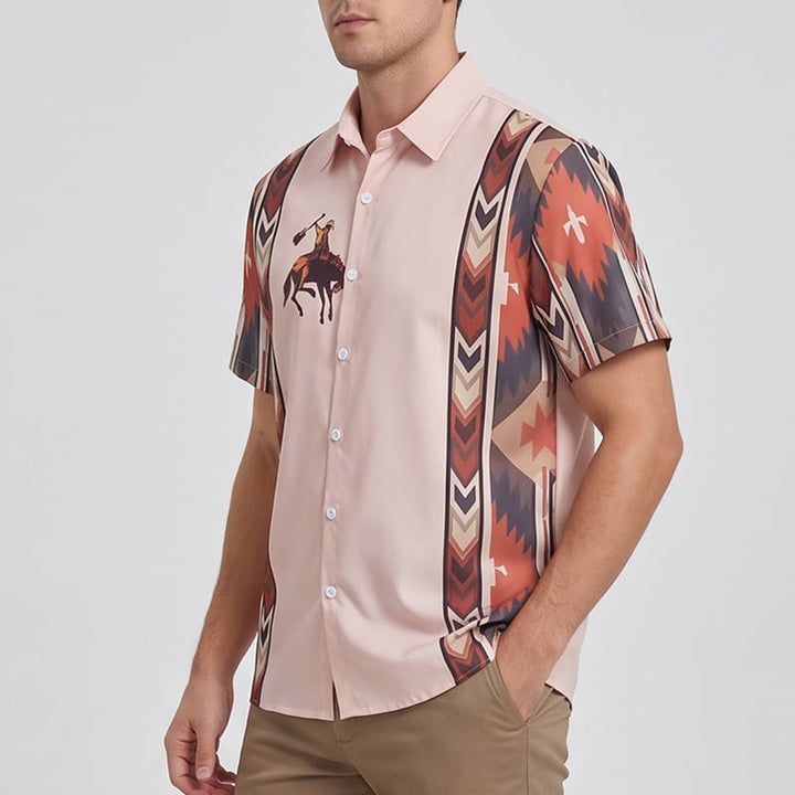 Men's Vintage Cowboy Rodeo Print Casual Short Sleeve Shirt - image 2