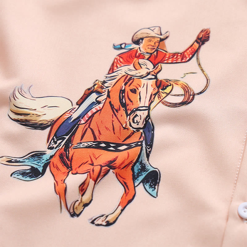 Men's Vintage Lasso Cowboy Print Casual Short Sleeve Shirt - image 5