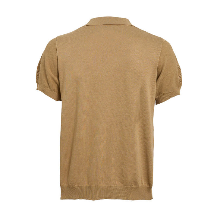 Men's Half Zip Short Sleeve Geometric Knit Polo Shirt - image 12