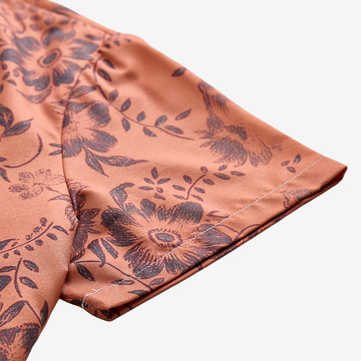 Men's Holiday Floral Print Short Sleeve Casual Shirt - image 11