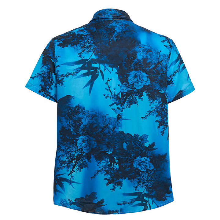 Men's Dark Floral Print Short Sleeve Holiday Shirt - image 11
