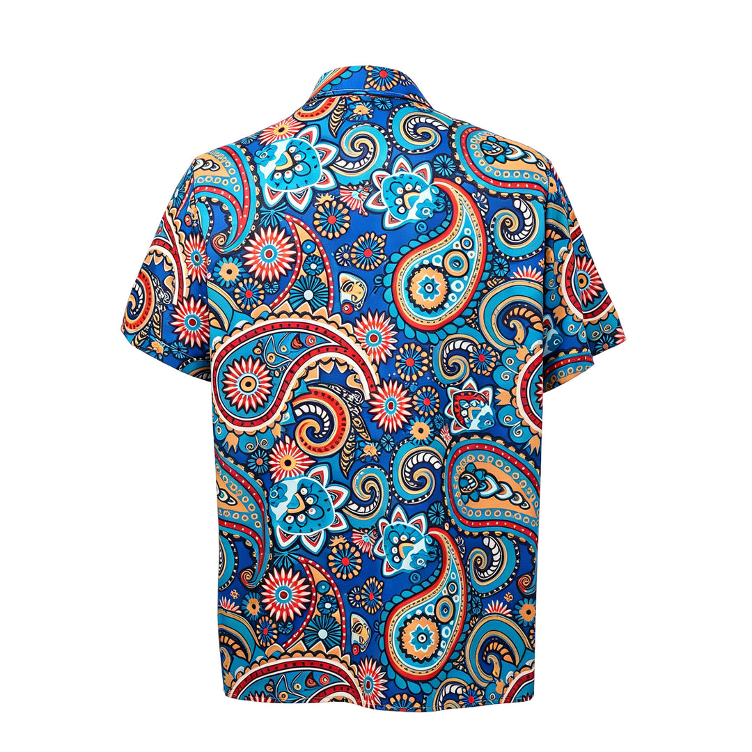 Teal Bohemian All-Over Paisley Vacation Shirt - image 9