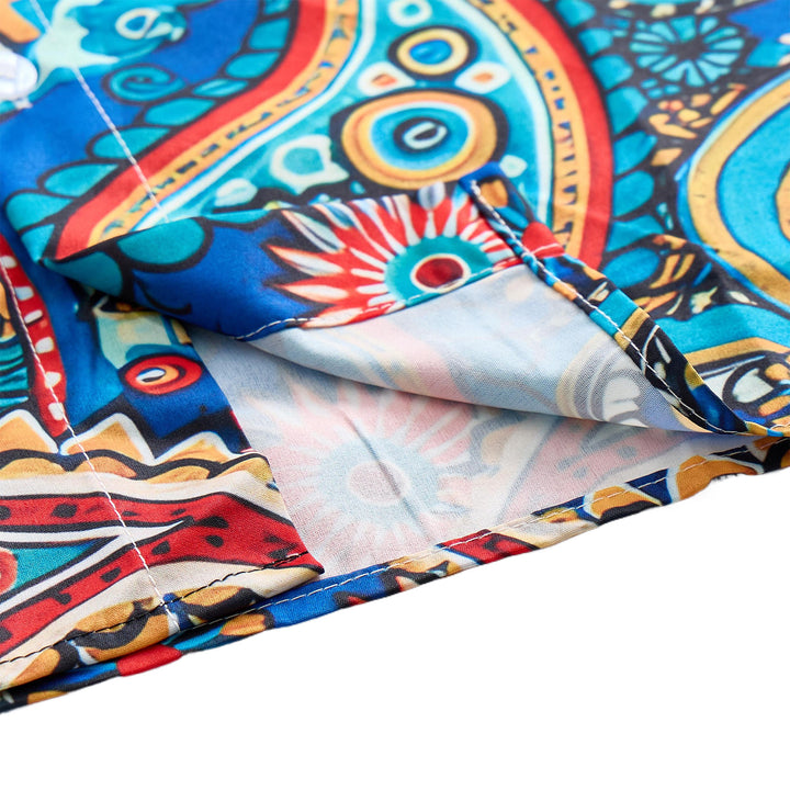 Teal Bohemian All-Over Paisley Vacation Shirt - image 6