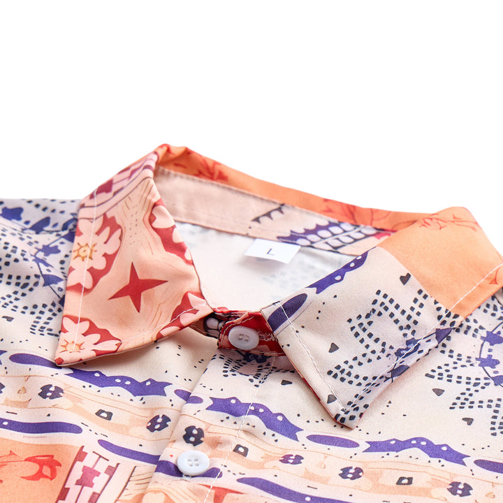 Earth-Tone Floral & Geometric Print Summer Shirt - image 4