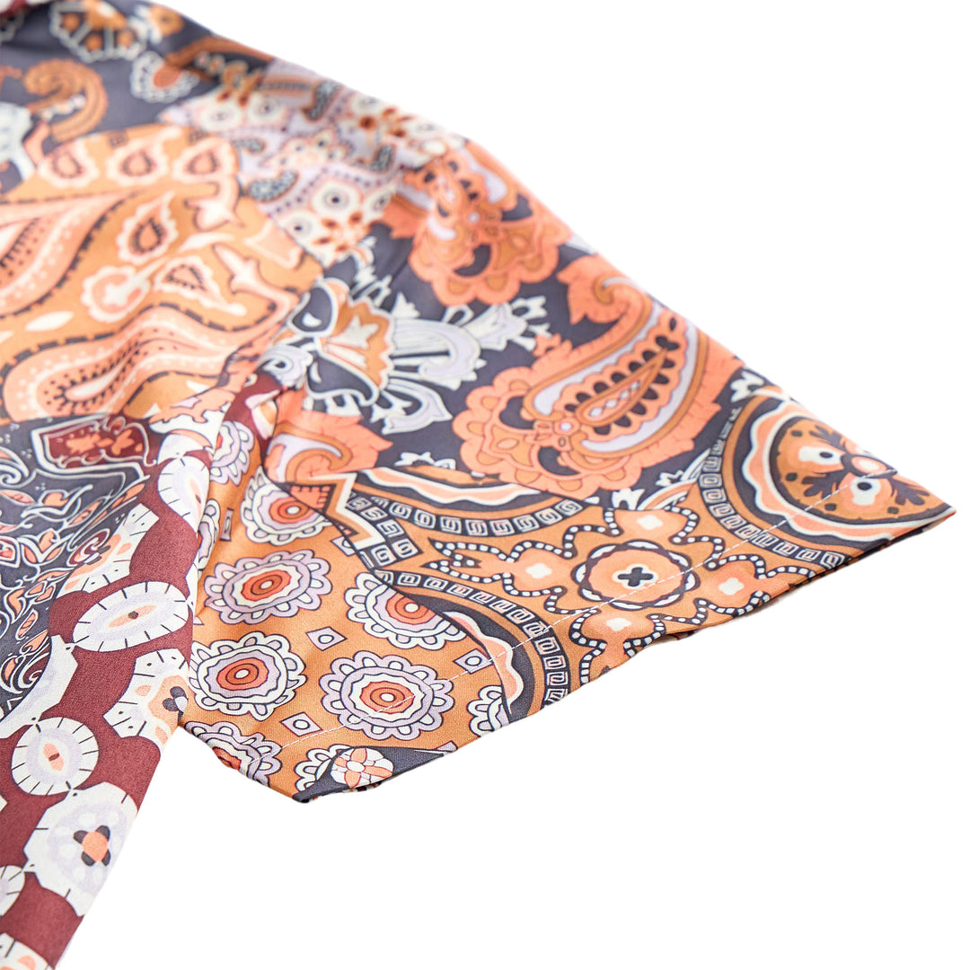 Deep Brown Patchwork Paisley Print Casual Shirt - image 8