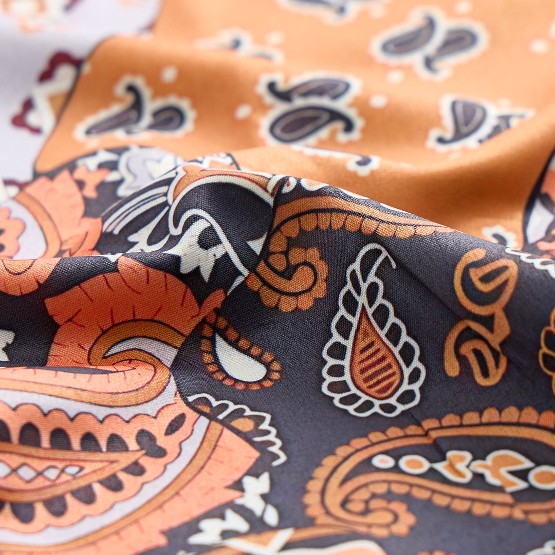Deep Brown Patchwork Paisley Print Casual Shirt - image 6