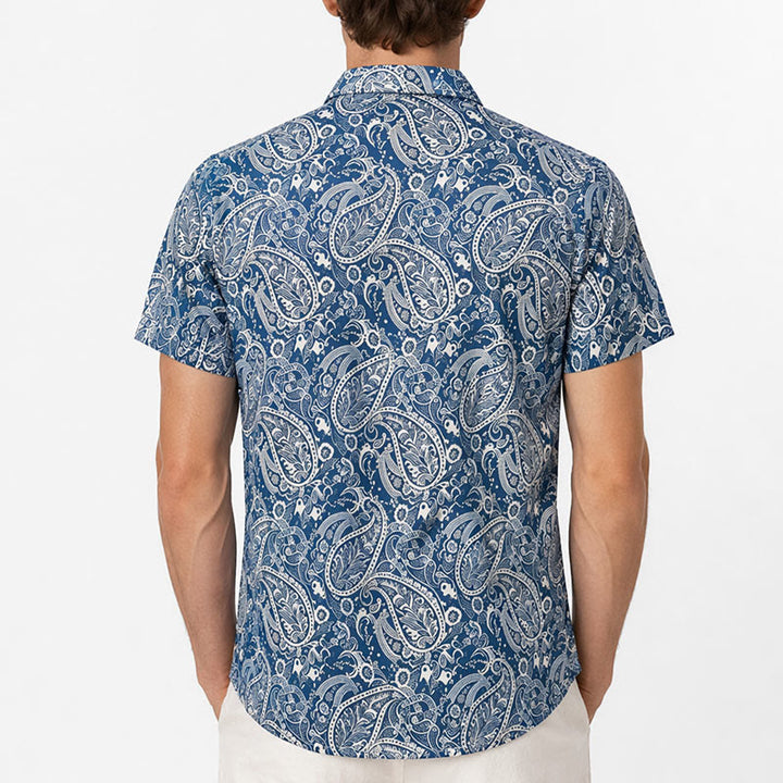 Navy & Beige Laid-Back Paisley Print Short-Sleeve Shirt - image 3