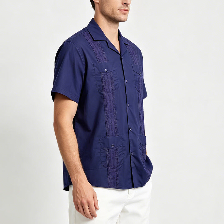 Modern Cuban-Inspired Embroidered Casual Shirt - image 9