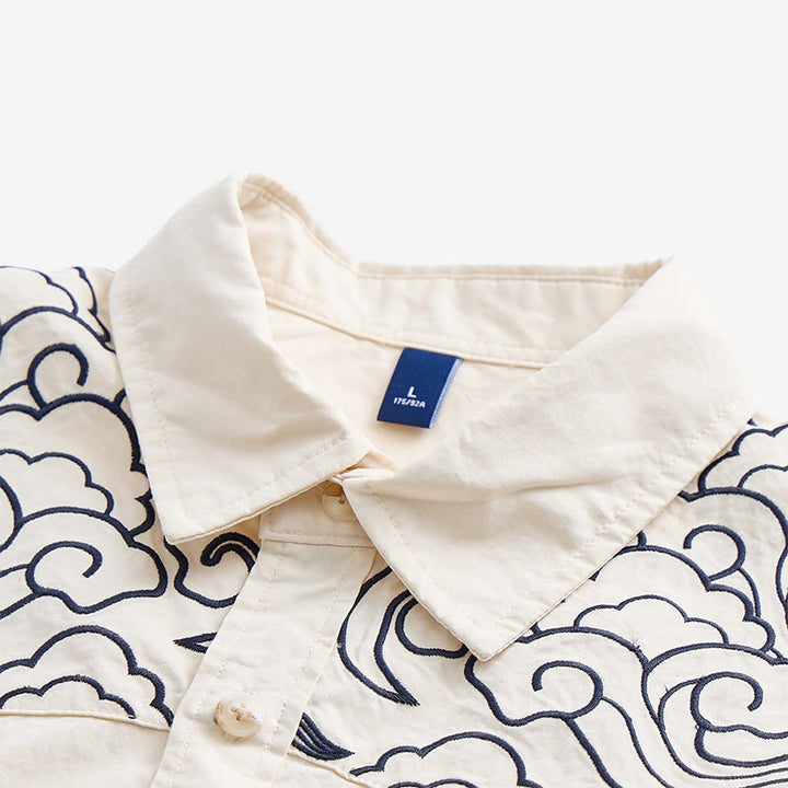 Streetwear Cloud Embroidery Short-Sleeve Shirt - image 10