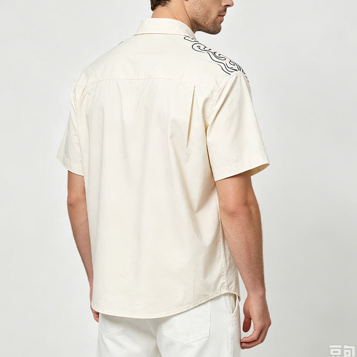 Streetwear Cloud Embroidery Short-Sleeve Shirt - image 4