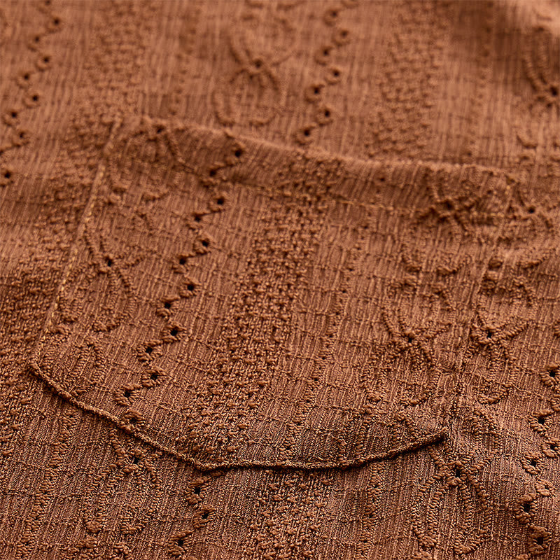 Retro Jacquard Knit Casual Button-Down Shirt - image 7