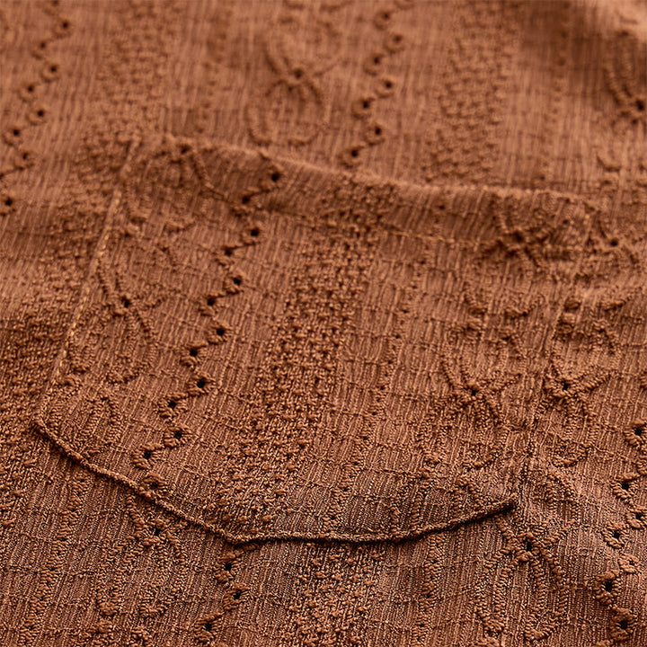 Retro Jacquard Knit Casual Button-Down Shirt - image 7