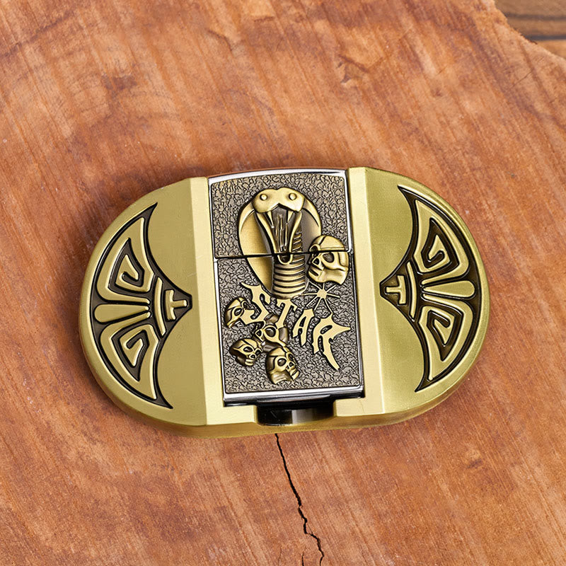 Men's DIY Gothic Cobra Skull Leather Belt With Hidden Lighter - image 8