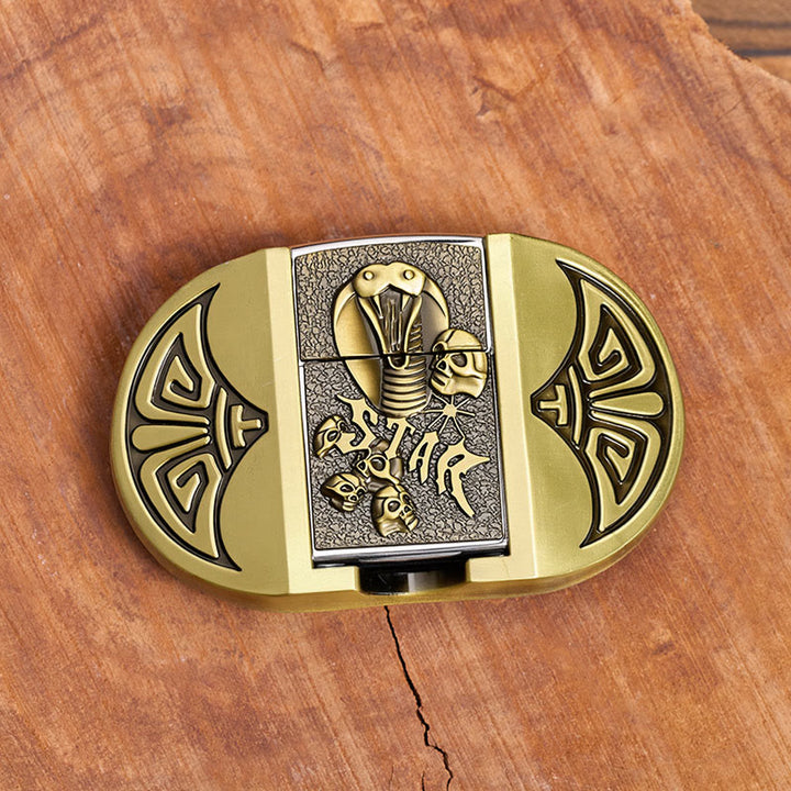 Men's DIY Gothic Cobra Skull Leather Belt With Hidden Lighter - image 8