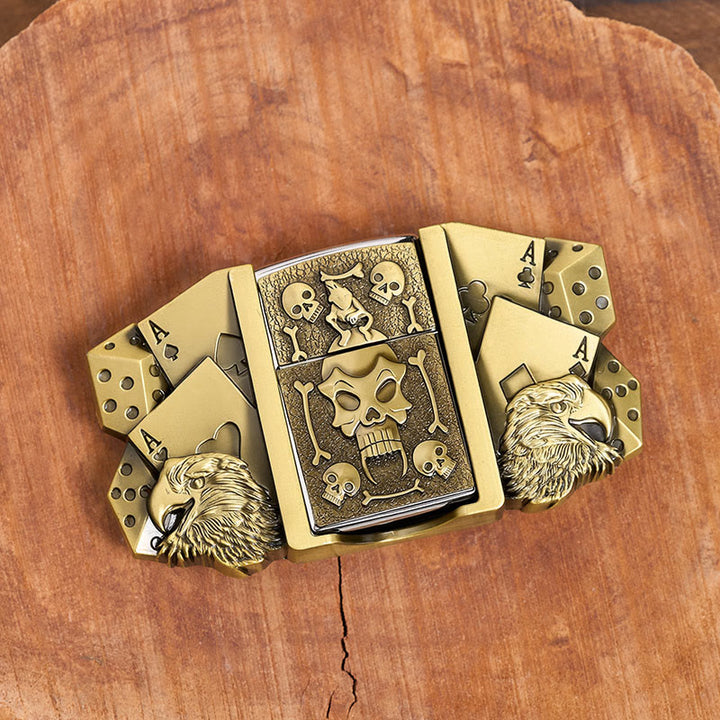 Men's DIY Eagle Dice Skull Leather Belt With Hidden Lighter - image 8