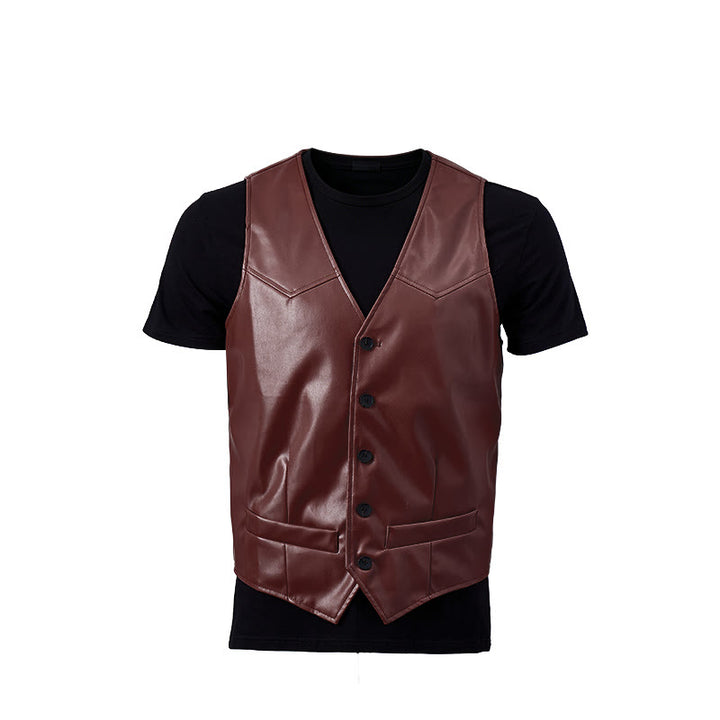 Men's Timeless Western Inspired Leather Suit Vest - image 13